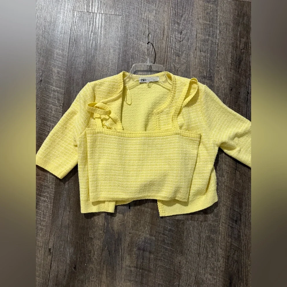 Zara Yellow Knit Cardigan and Top Set - Picture 7 of 10